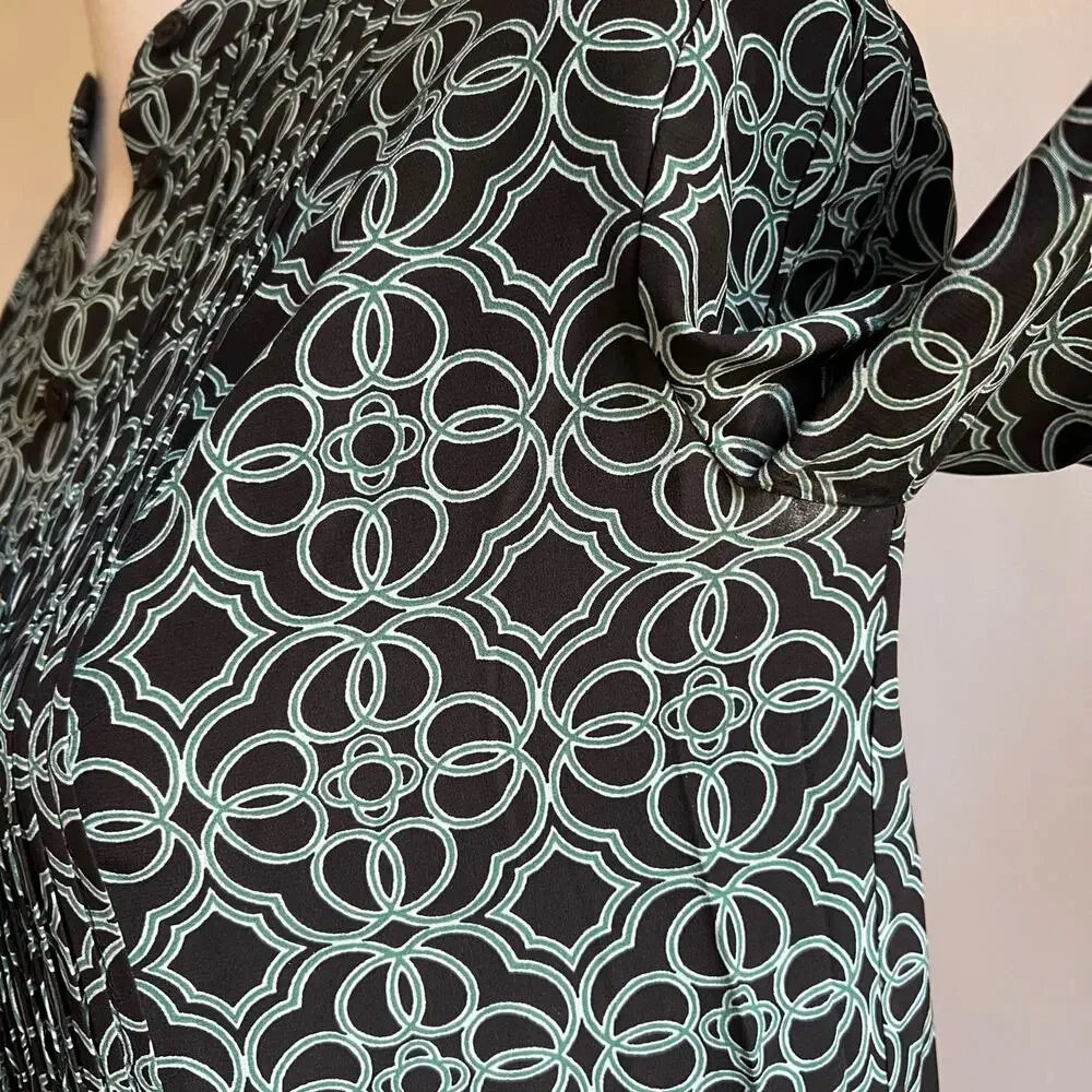 Tory Burch Massey Silk  Mini Dress Tunic Abstract Women's Size 0‎ XS Blue Green